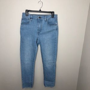 Levi’s 721 High Rise Skinny Raw Frayed Hem Jeans